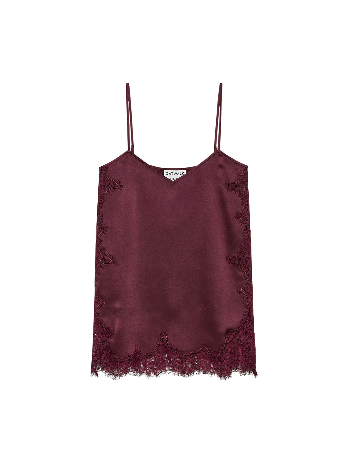 Catwalk Junkie - Lace spaghetti top - Merlot