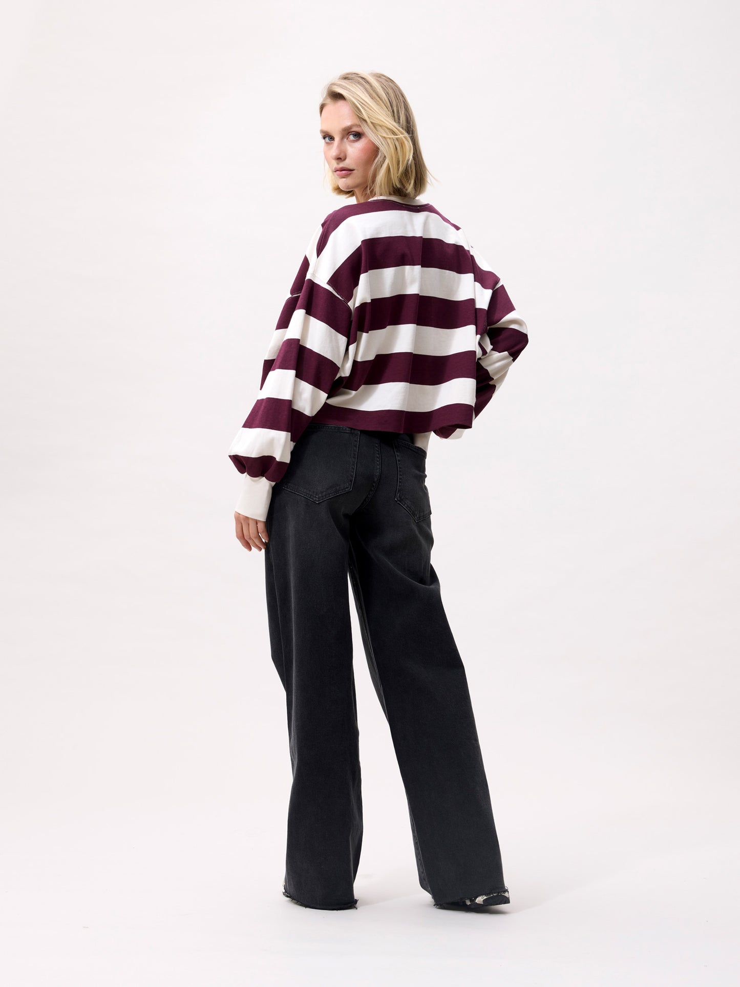 Catwalk Junkie - Oversized striped long sleeve - Merlot