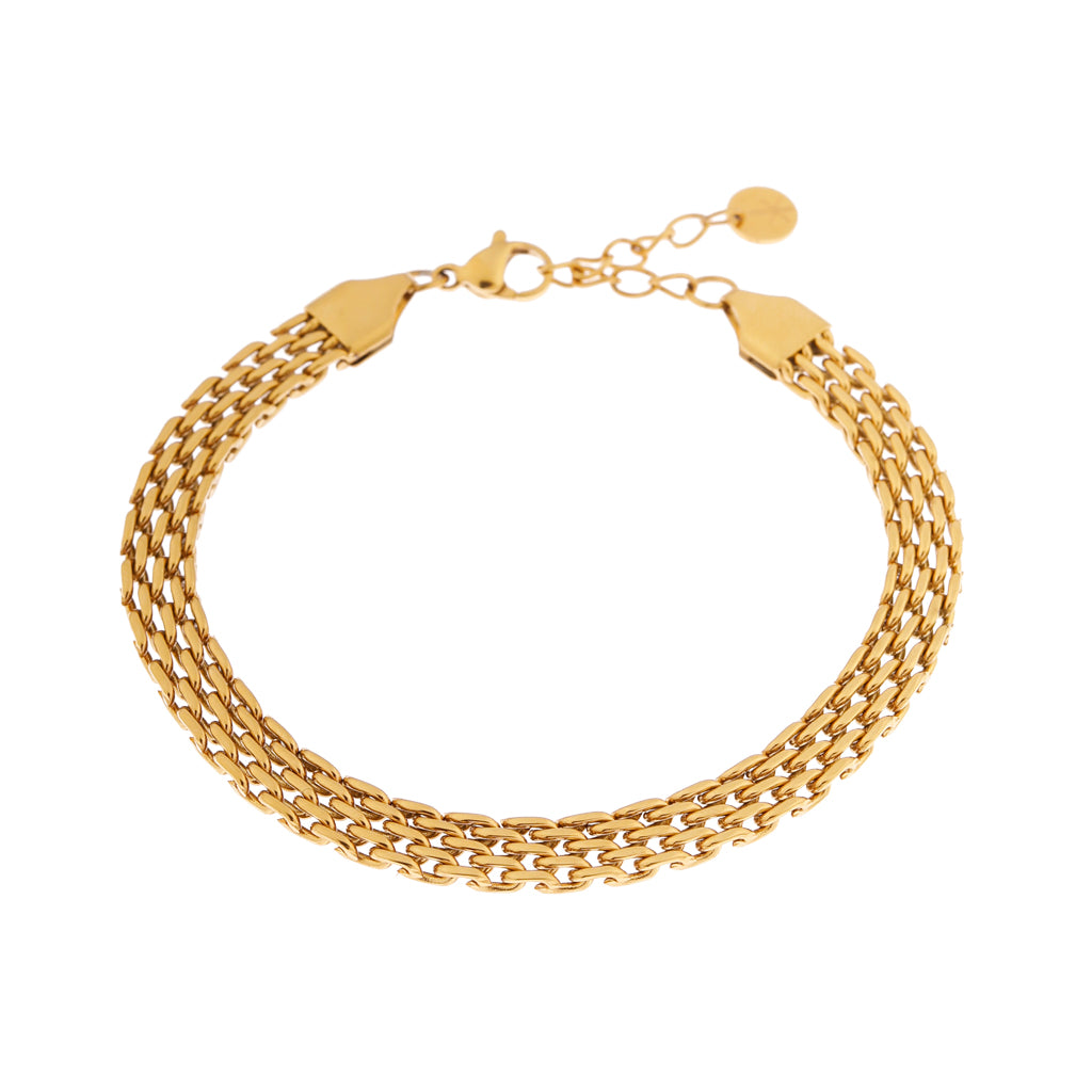 Label Kiki - Flat chain bracelet - Stainless steel & gold plated