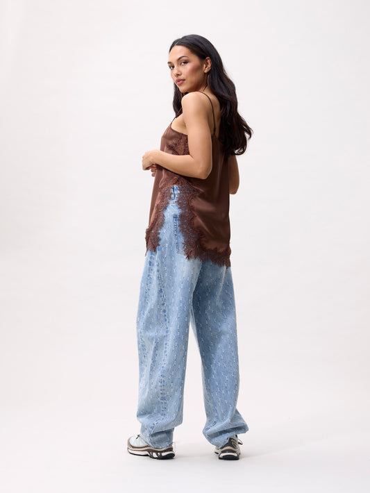 Catwalk Junkie - Lace spaghetti top - Rockey Road