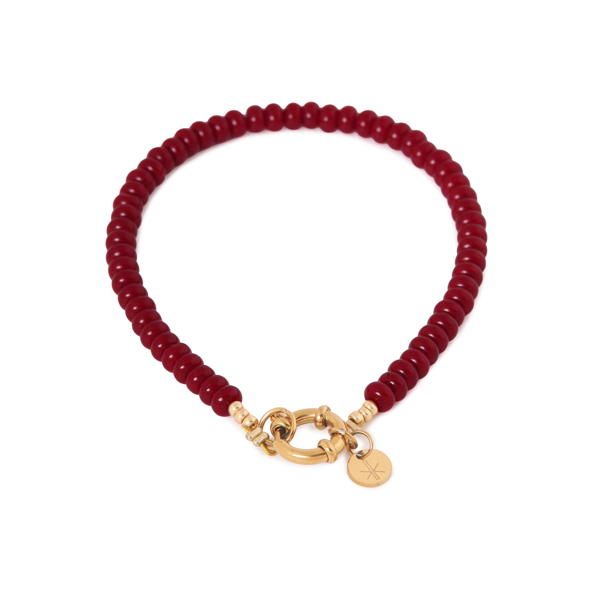 Label Kiki - Burgundy small bracelet gold - Stainless steel