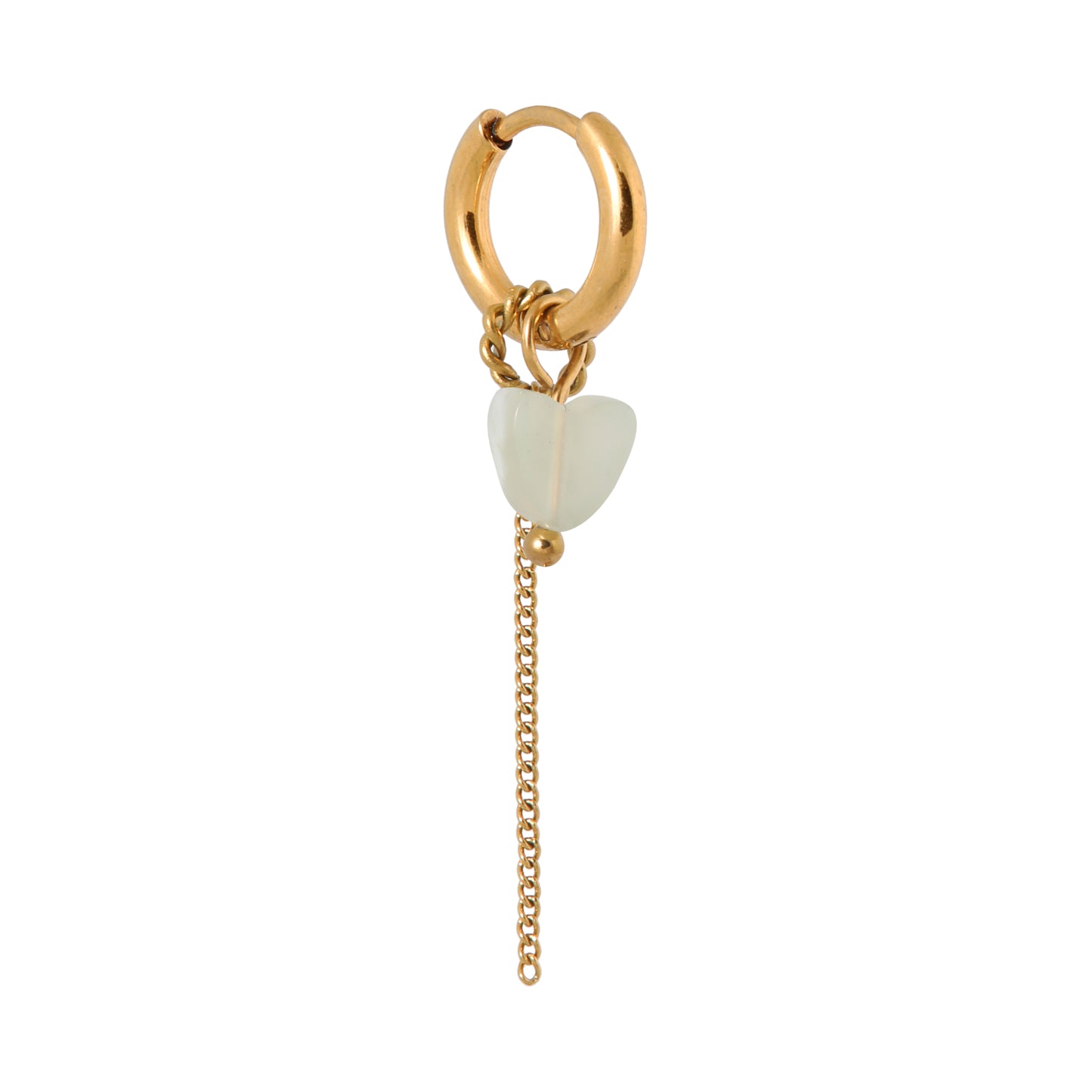Label Kiki - Chain green heart hoop gold - Stainless steel & gold plated