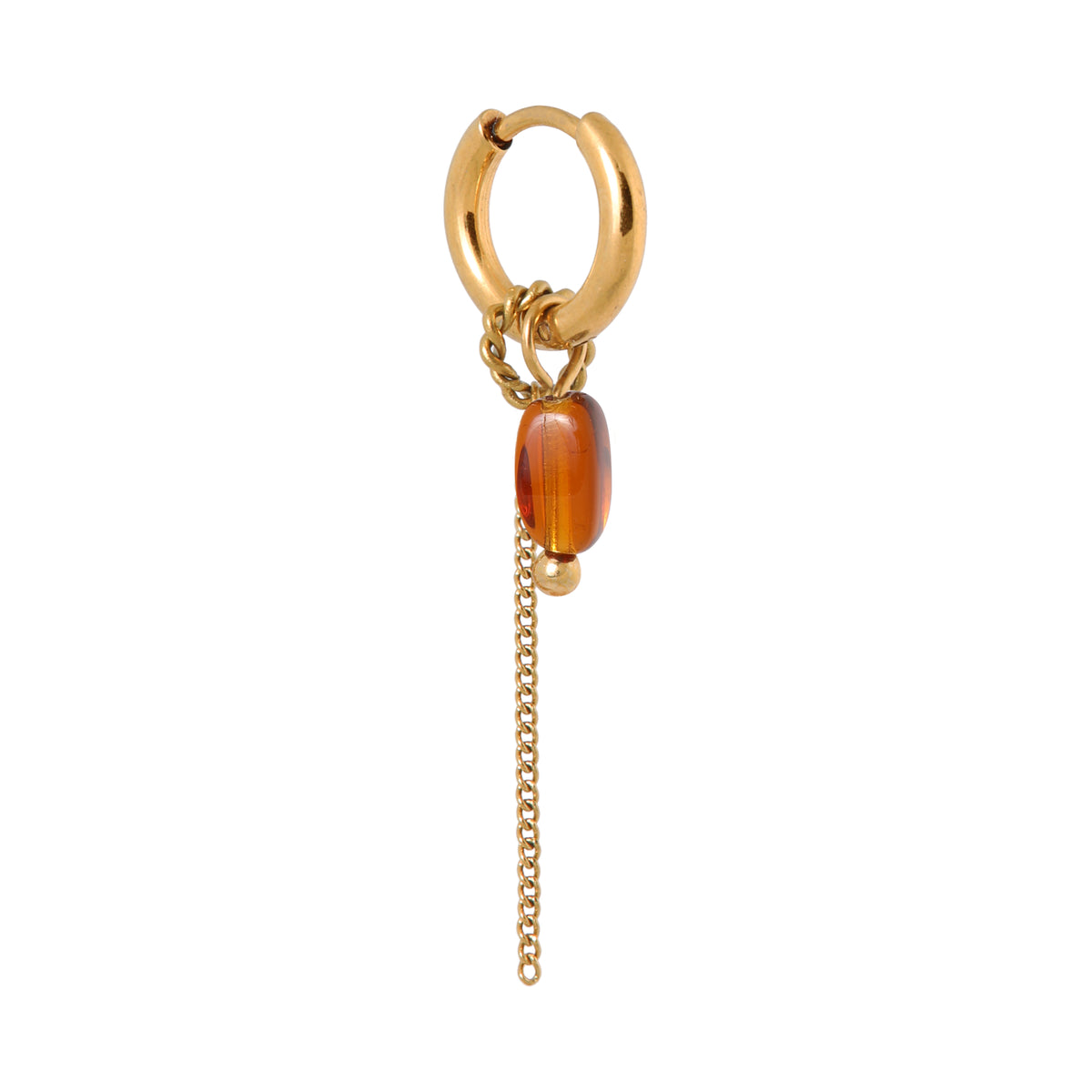 Label Kiki - Chain oval brown hoop gold - Stainless steel