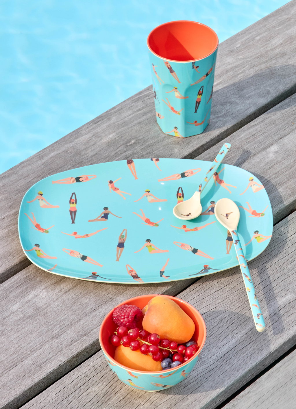 Rice - Kleine Kom Retro Swimster print - Blauw