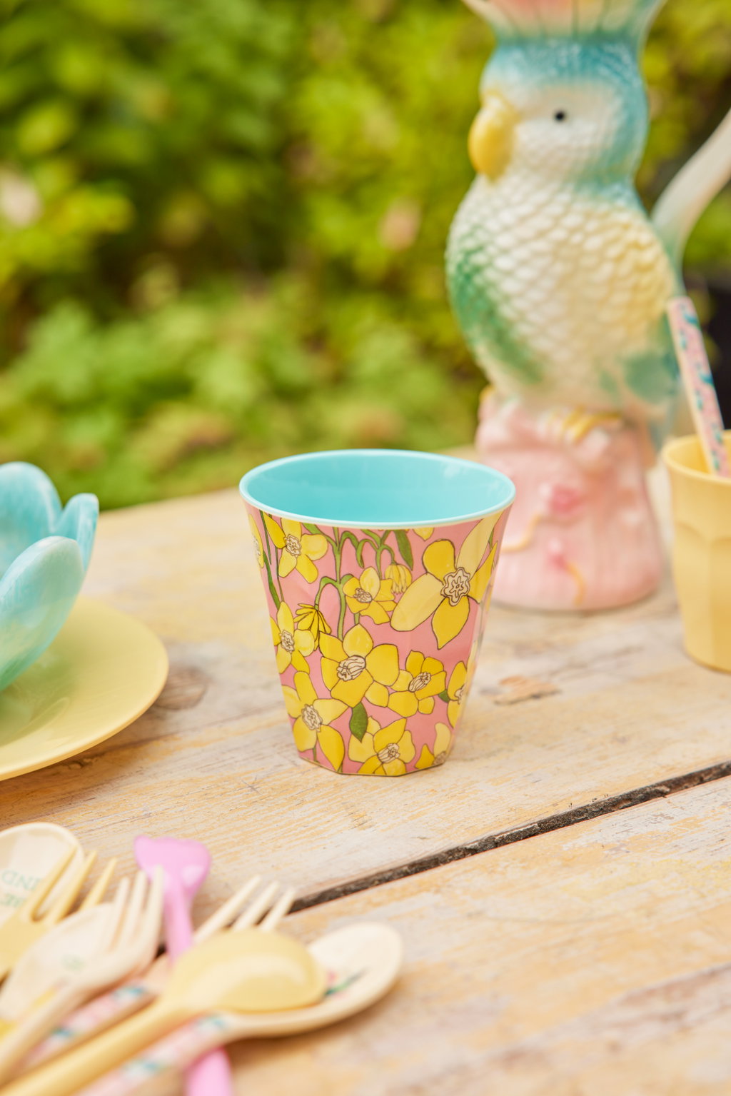 Rice - Middelgroot Beker - Daffodils Print - Zacht roze