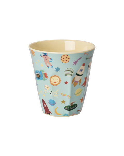 Rice - Middelgroot Beker - Dogs in space Print - Zacht blauw
