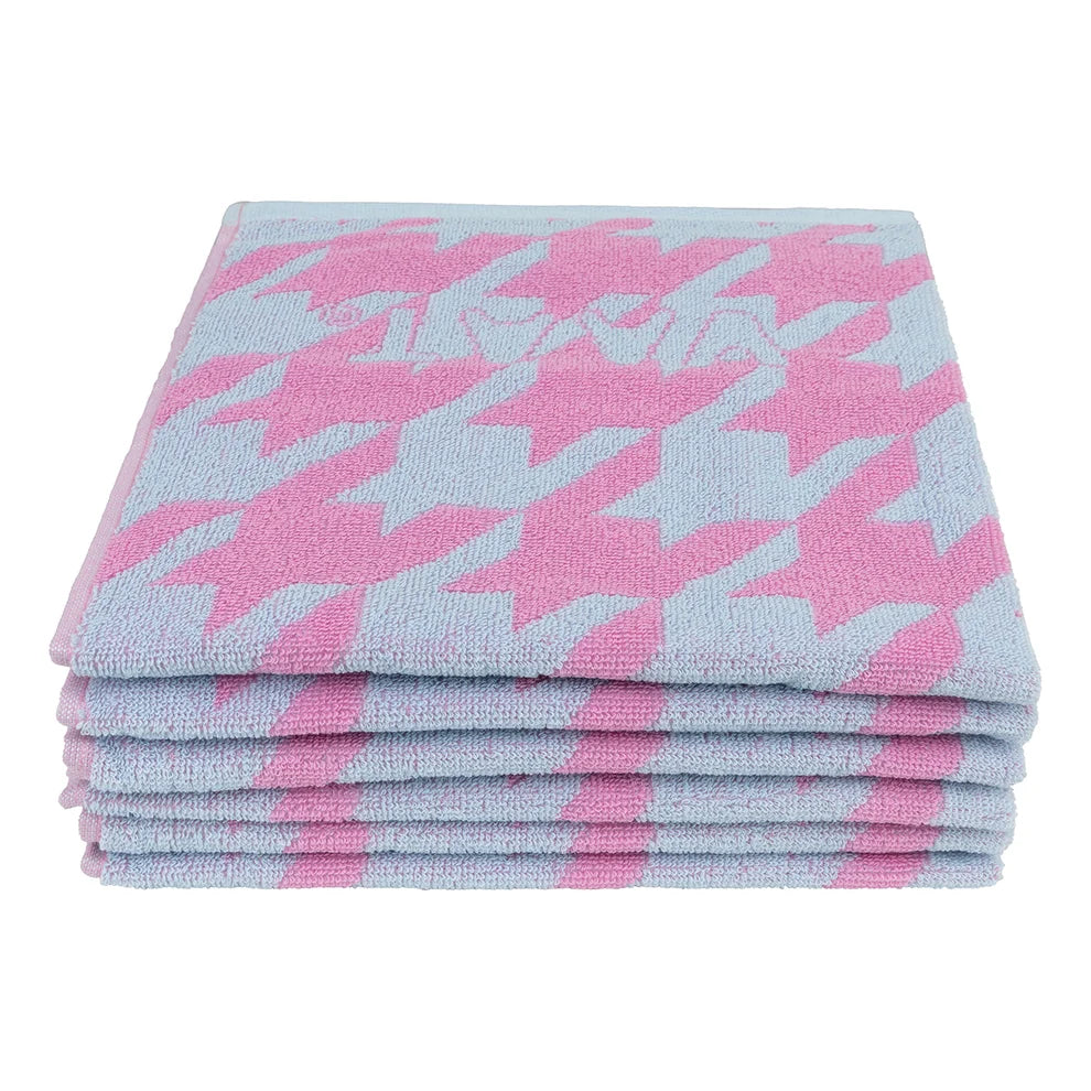 VAAT Amsterdam - Keukenhanddoek Pied-de-poule - Fuchsia&pastel blue