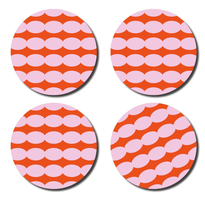 De lange tafel - Onderzetters - Ovals red/pink