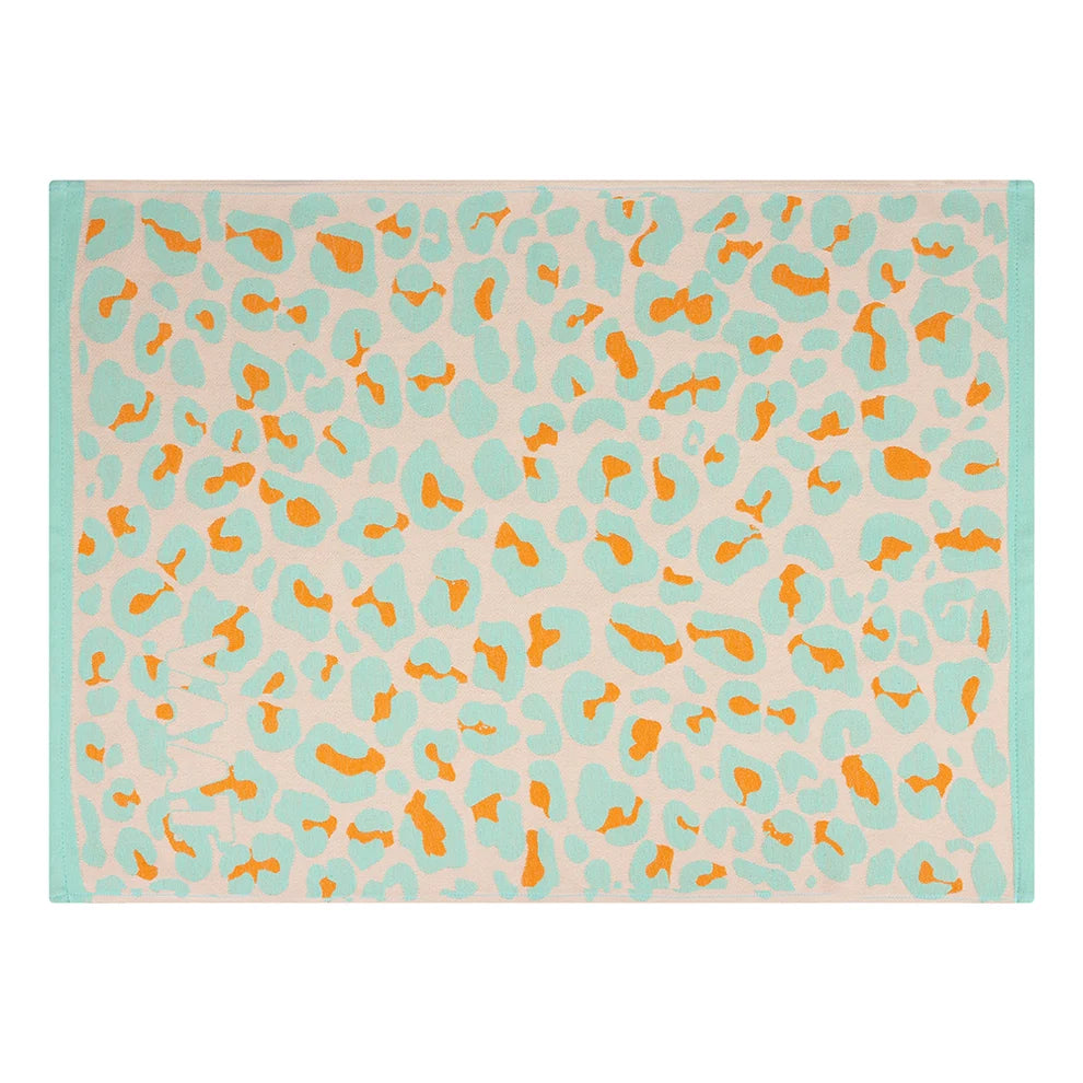 VAAT Amsterdam - Theedoek Leopard - Turquoise&orange