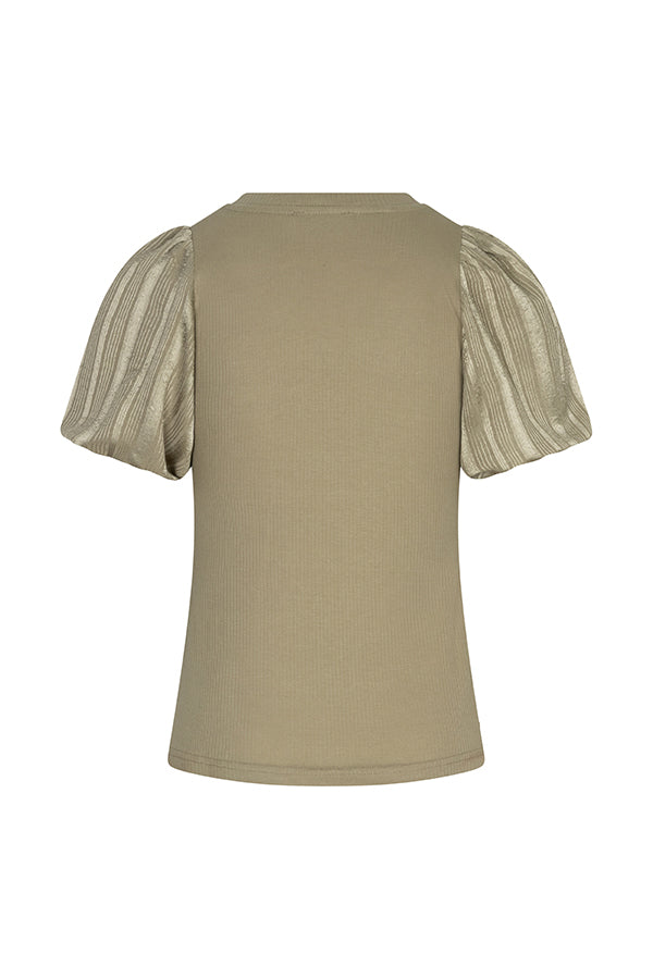 Lofty Manner - Top Haya - Constrast Puff Sleeve - Kaki