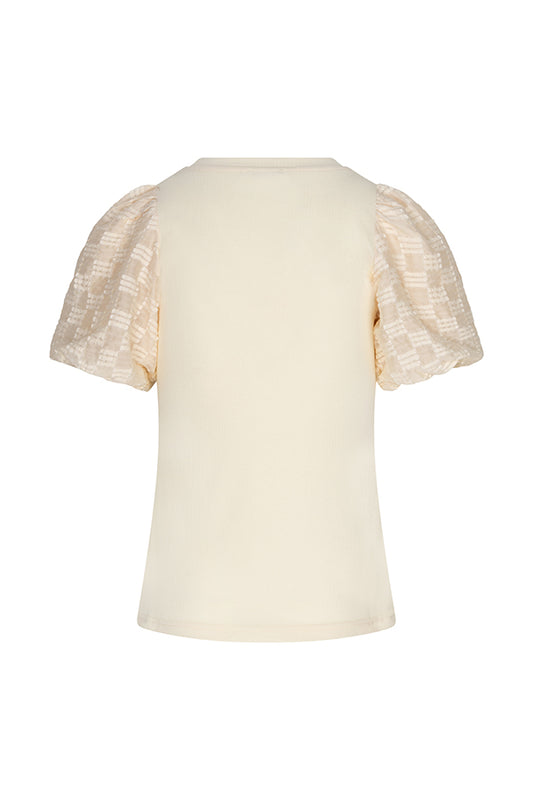Lofty Manner - Top Haya - Constrast Puff Sleeve - Cream