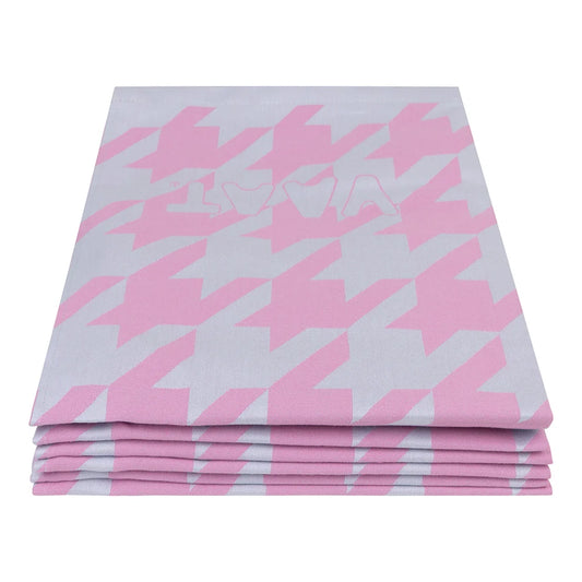VAAT Amsterdam - Theedoek Pied-de-poule - Fuchsia&pastel blue
