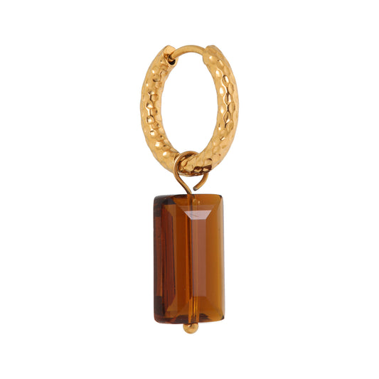 Label Kiki - Shiny brown hoop gold - Stainless steel