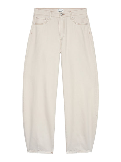 Cropped barrel fit jeans - Cream