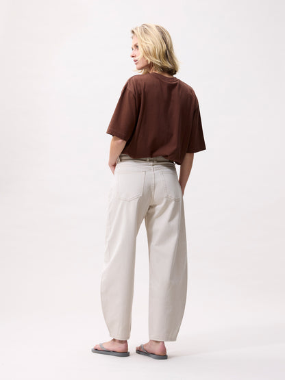 Cropped barrel fit jeans - Cream