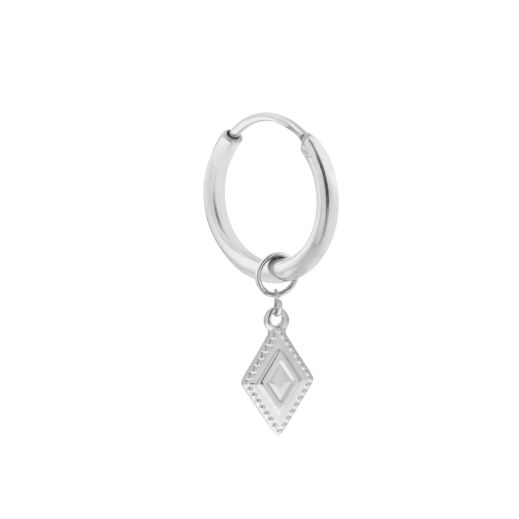 Diamond dots hoop silver
