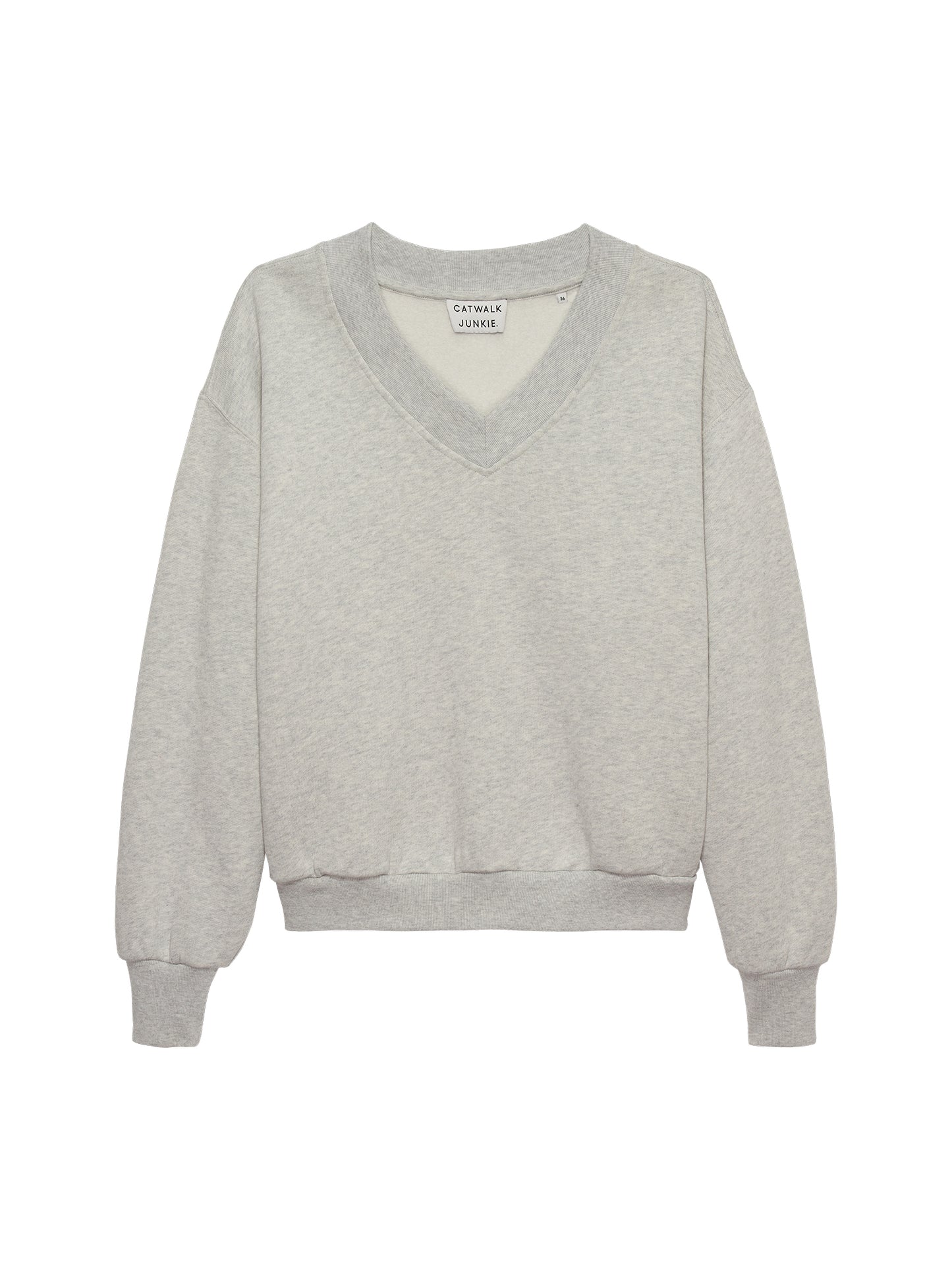 Sweater with Vneck - Grey melange