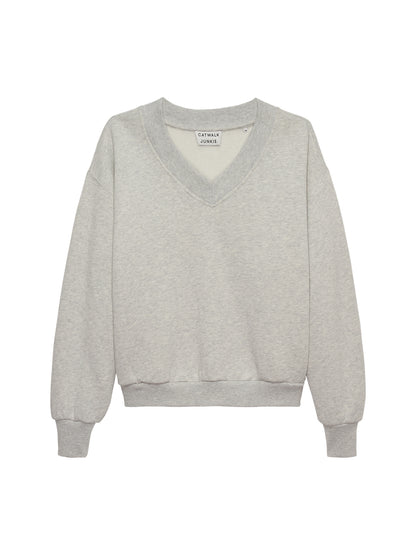 Sweater with Vneck - Grey melange