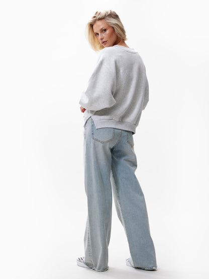 Sweater with Vneck - Grey melange