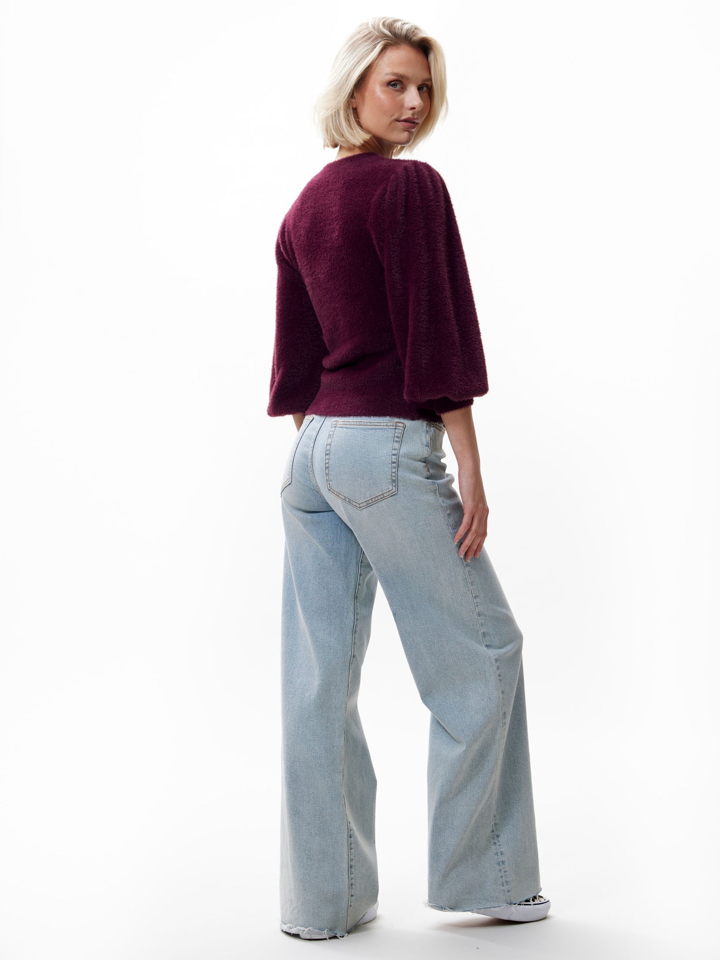 Fuzzy puff sleeve knit - winetasting