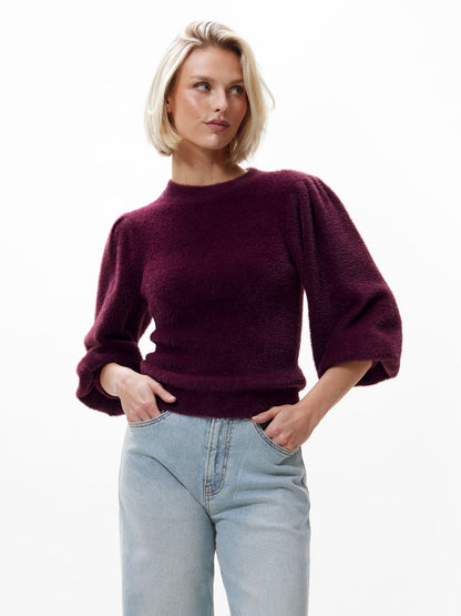 Fuzzy puff sleeve knit - winetasting