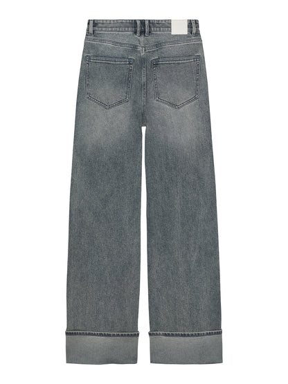Loose fit jeans with fold - tinted blue
