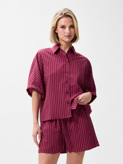 Striped short sleeve blouse