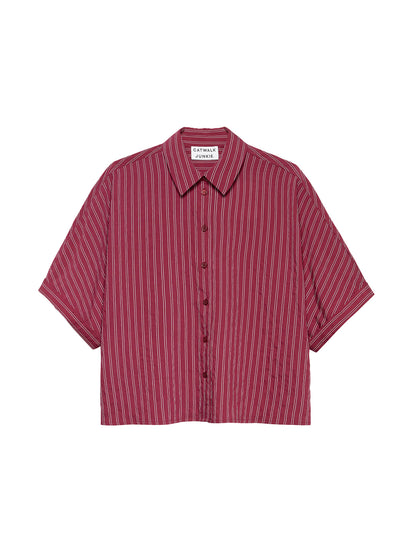 Striped short sleeve blouse
