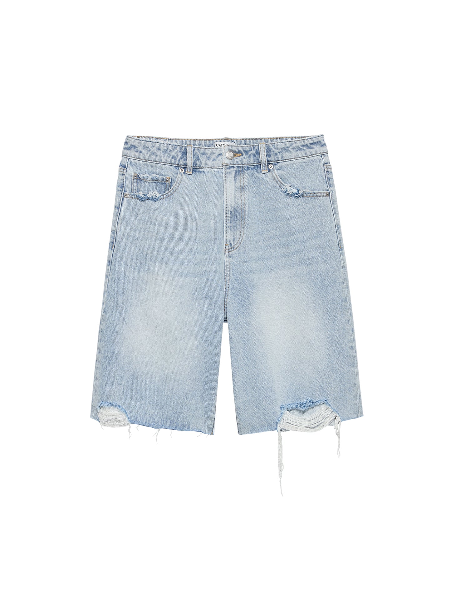 Catwalk Junkie - Loose fit jorts damaged - Licht blauw