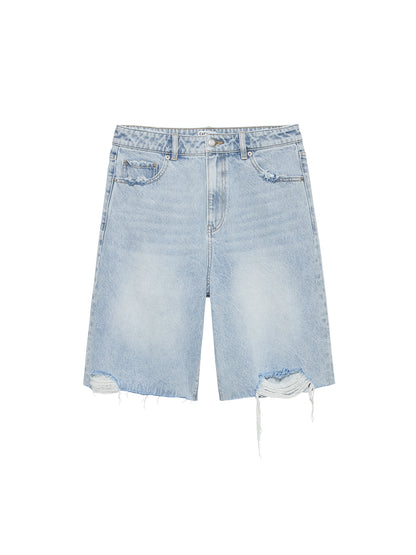 Catwalk Junkie - Loose fit jorts damaged - Licht blauw