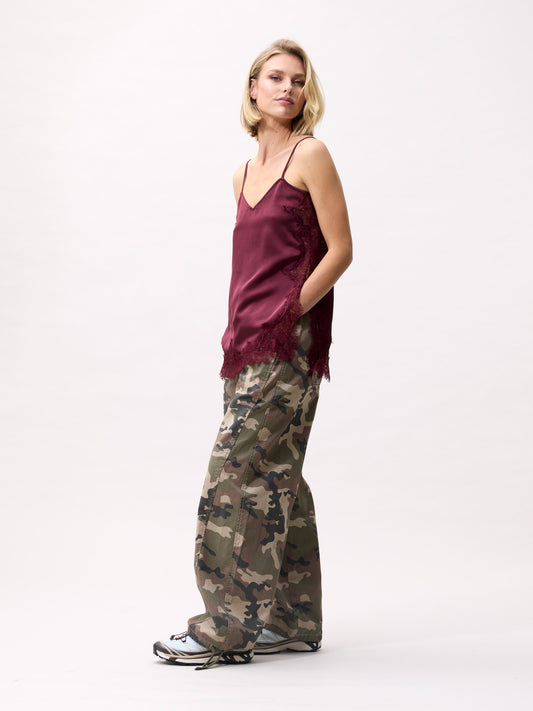 Catwalk Junkie - Lace spaghetti top - Merlot