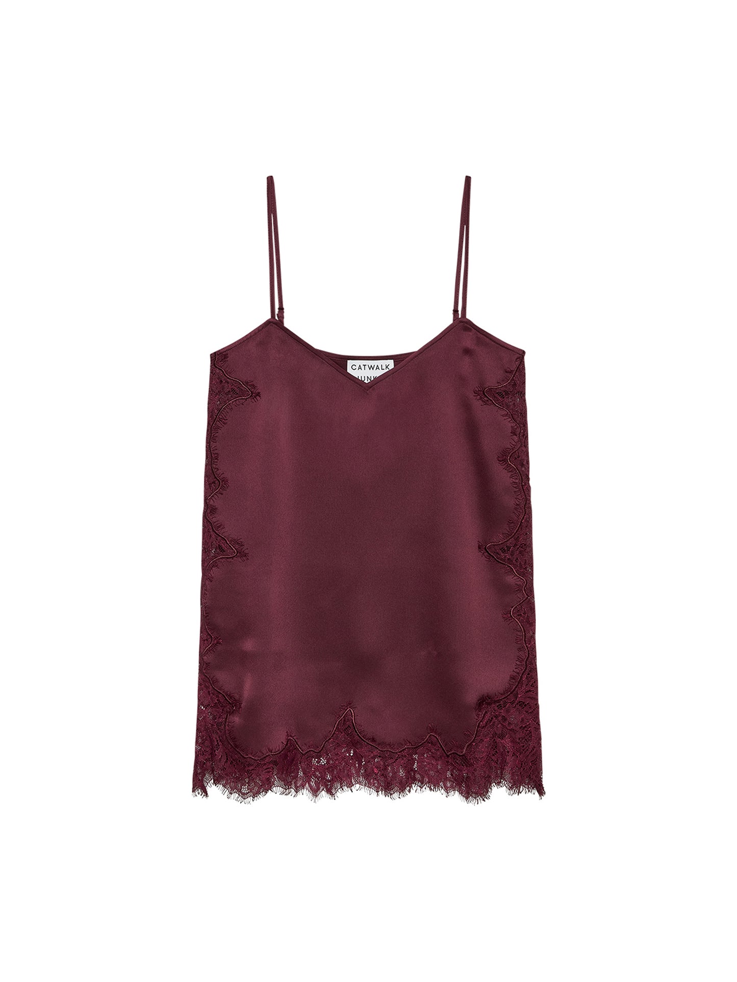 Catwalk Junkie - Lace spaghetti top - Merlot