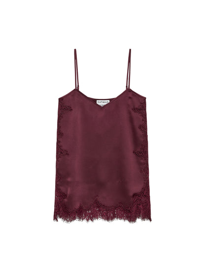 Catwalk Junkie - Lace spaghetti top - Merlot