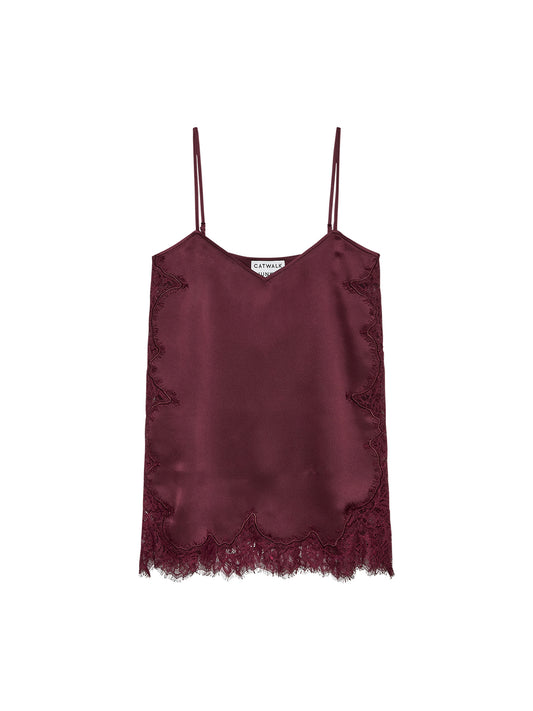 Catwalk Junkie - Lace spaghetti top - Merlot