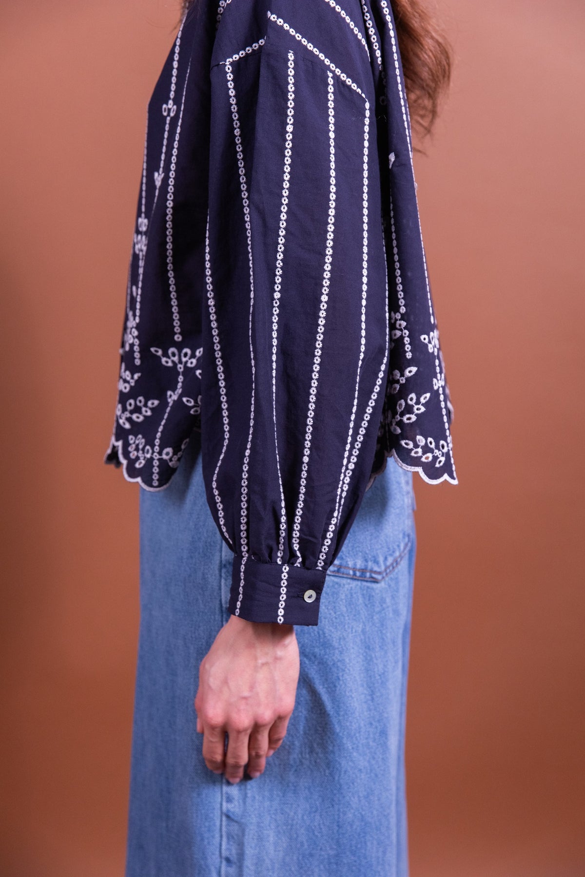 Laure + Max - Blouse Berenice - Blauw embroidery