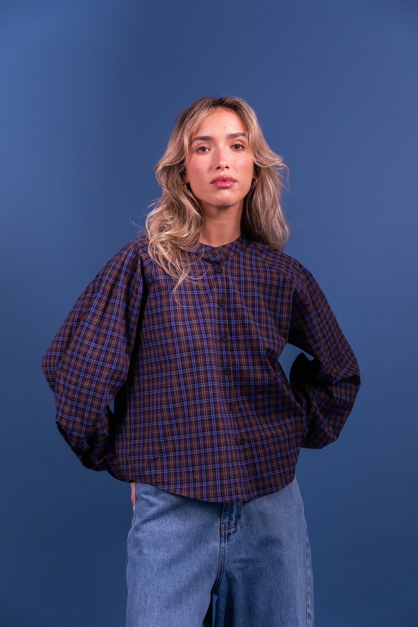 Laure + Max - Blouse Cassandra Check - Bruin & blauw