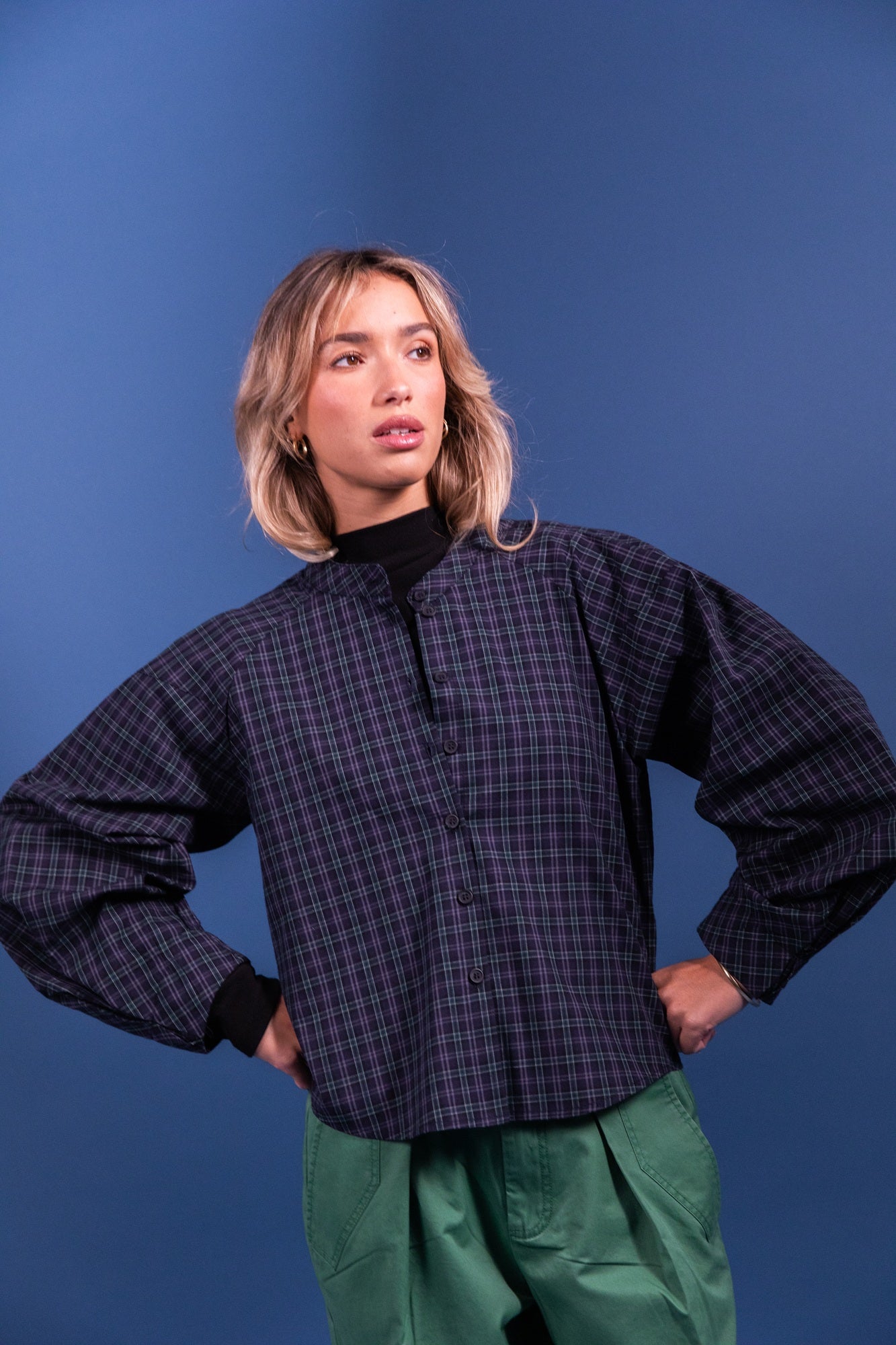 Laure + Max - Blouse Cassandra Check - Bruin & groen