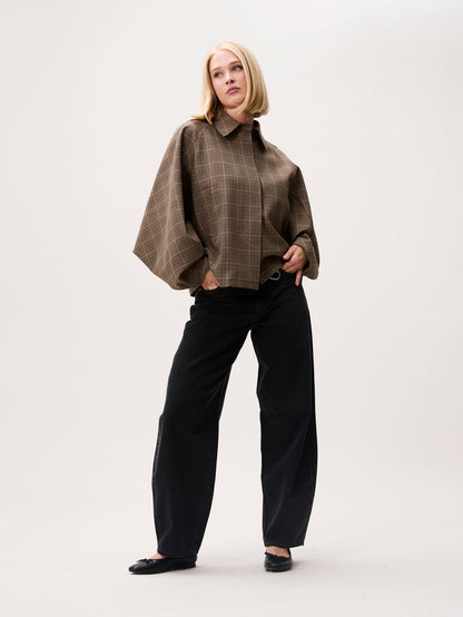 Catwalk Junkie - Check cape jacket - Caramel