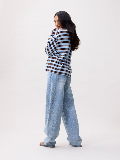 Catwalk Junkie - Striped long sleeve - Air Blue