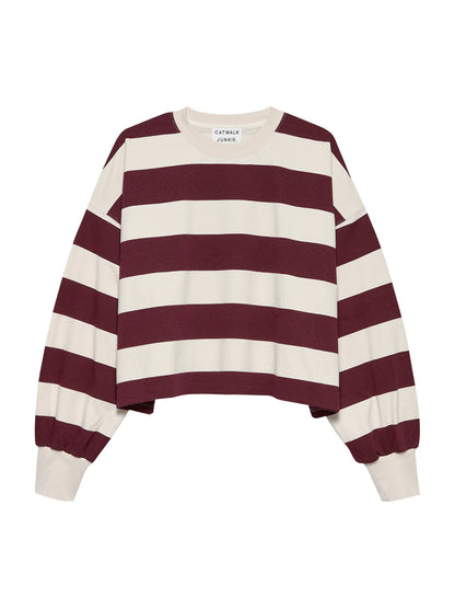 Catwalk Junkie - Oversized striped long sleeve - Merlot