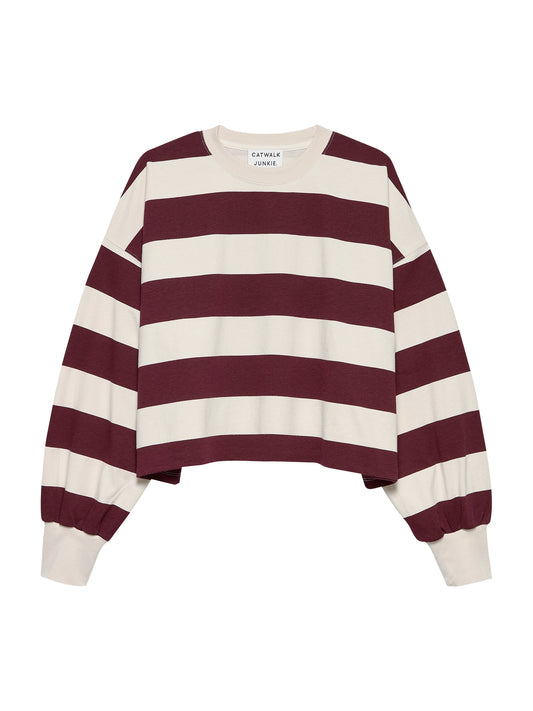 Catwalk Junkie - Oversized striped long sleeve - Merlot