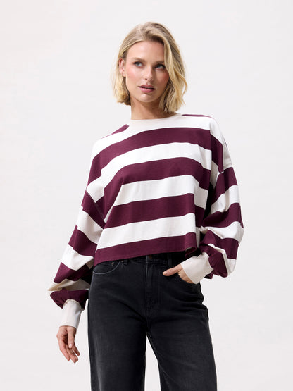Catwalk Junkie - Oversized striped long sleeve - Merlot