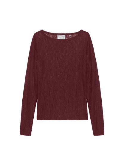 Catwalk Junkie - Lace Longsleeve - Merlot