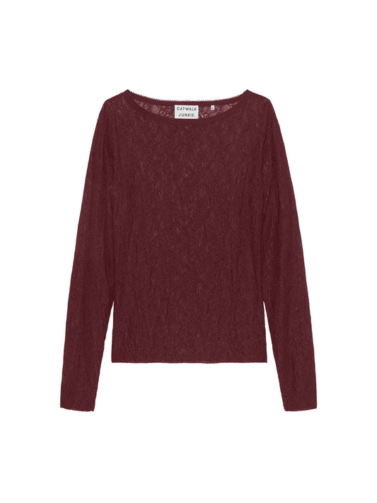 Catwalk Junkie - Lace Longsleeve - Merlot