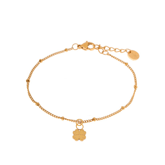 Label Kiki - Lucky clover bracelet gold - Stainless steel & gold plated
