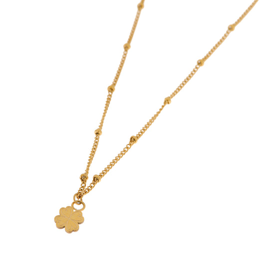 Label Kiki - Lucky clover necklace gold - Stainless steel & gold plated