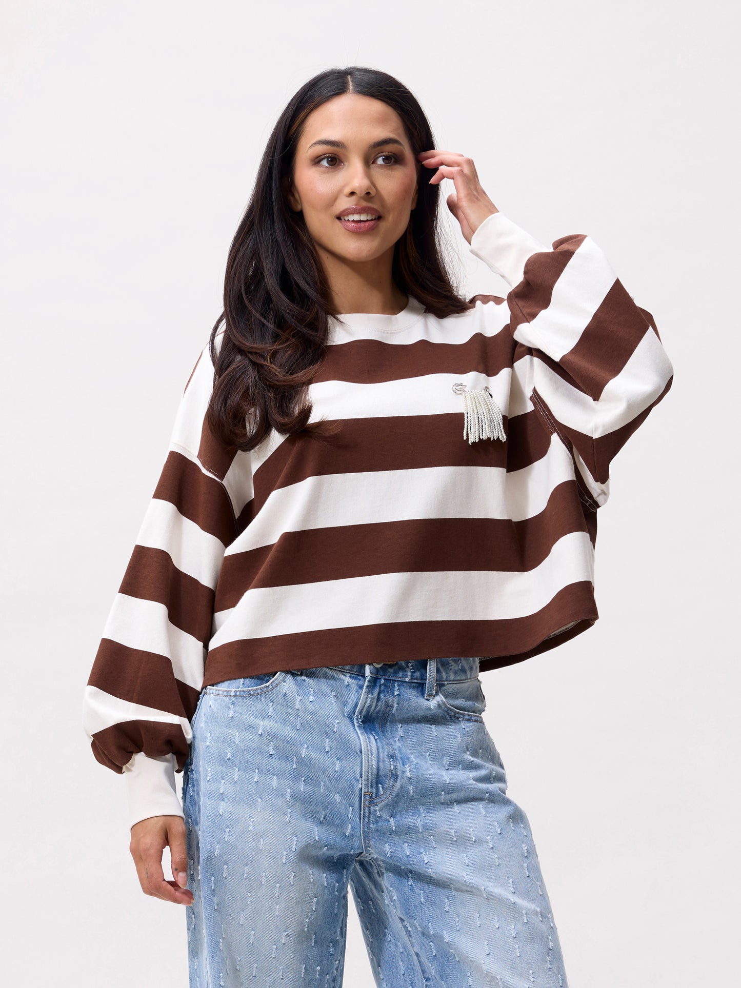 Catwalk Junkie - Oversized striped long sleeve - Rocky Road