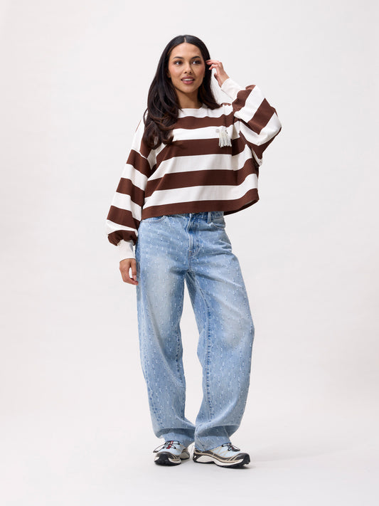 Catwalk Junkie - Oversized striped long sleeve - Rocky Road