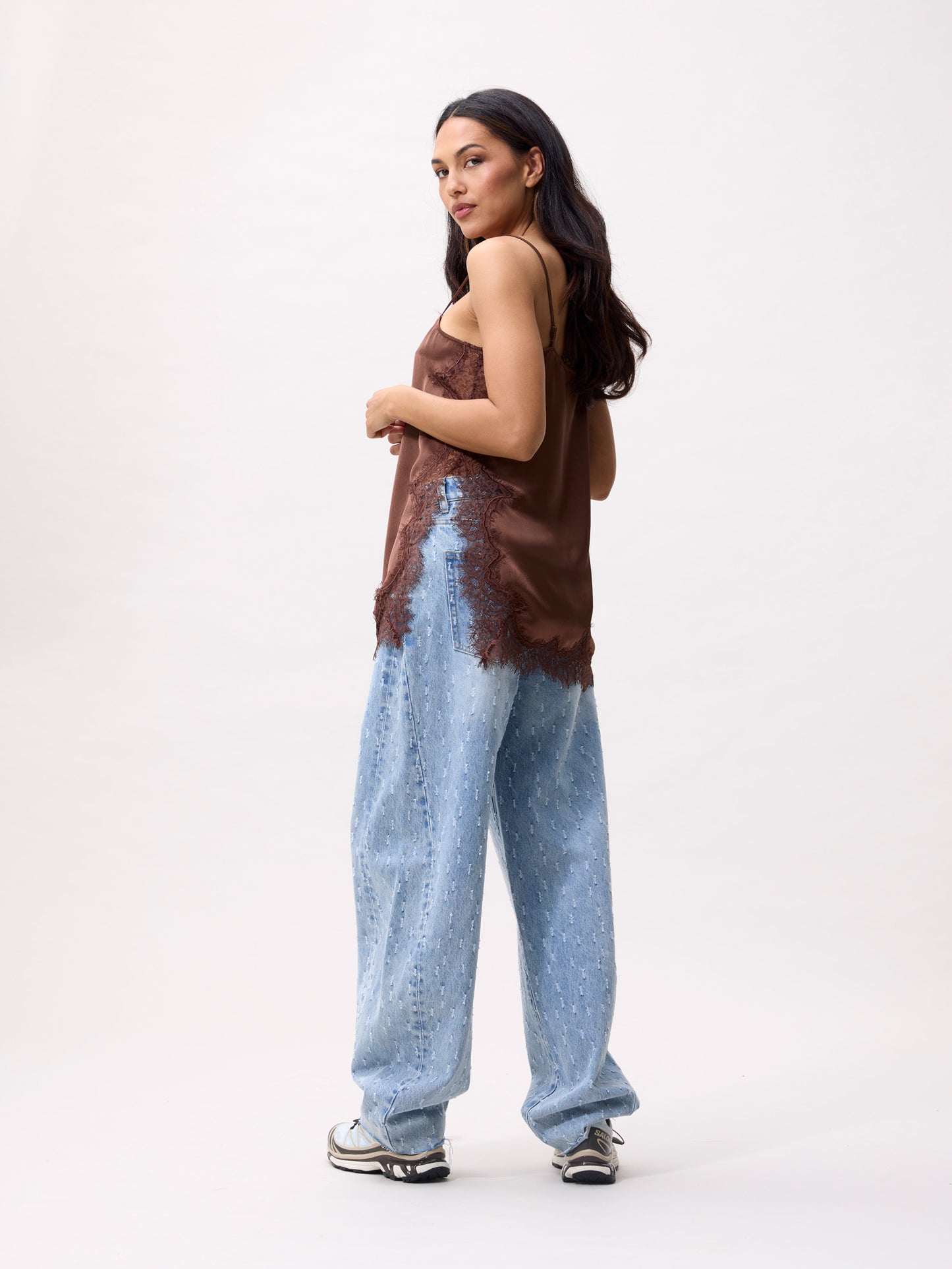 Catwalk Junkie - Lace spaghetti top - Rockey Road