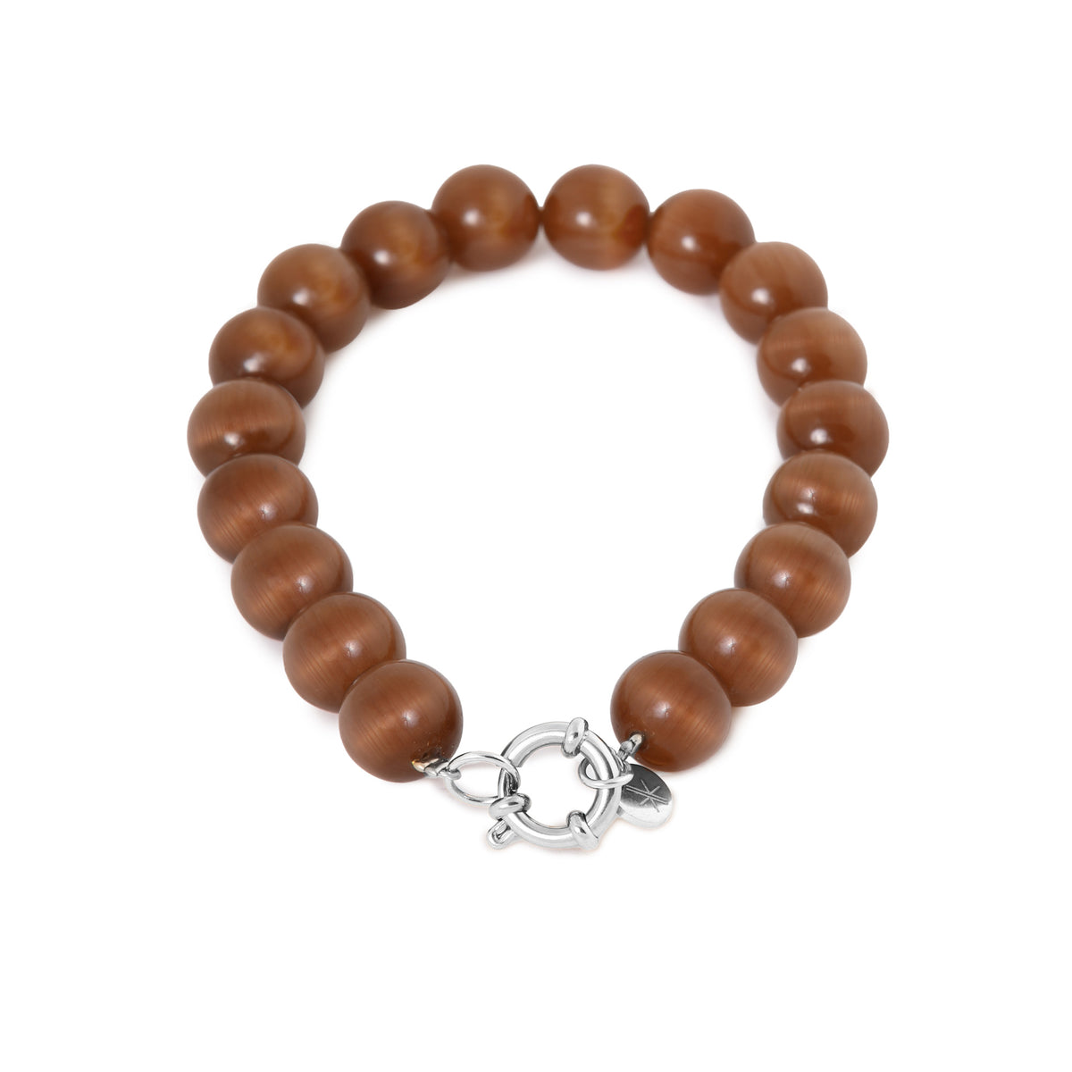 Label Kiki - Brown cat eye bracelet silver - Stainless steel